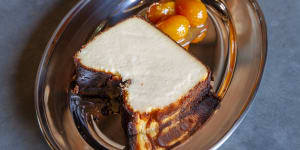 A.P Bakery at Wildflower serves its Basque cheesecake with preserved kumquats.