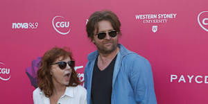 Jury head Susan Sarandon with John Poulson at Tropfest in 2018. 