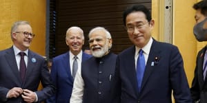 Australian Prime Minister Anthony Albanese,US President Joe Biden,Indian Prime Minister Narendra Modi and Japanese Prime Minister Fumio Kishida at at a Quad summit in Tokyo last year.