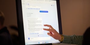 A person interacts with the Microsoft Bing search engine.