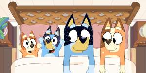 Bingo,Bluey,Bandit and Chilli from the ABC’s Bluey.