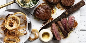Best steak:Serve with creamed spinach and crispy onion!