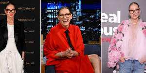 ‘Real Housewives of New York’ star Jenna Lyons a the NBC upfronts in New York in May;wearing Valentino on ‘The Tonight Show’ in New York in November;at the July premiere of the ‘Real Housewives of New York’ in an Oscar de la Renta cape and jeans. 