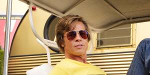 Brad Pitt in character as Cliff Booth. 