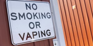 A “no smoking or vaping” sign in Hudson,New York.