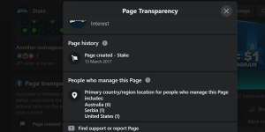 The transparency page on Stake.com’s Facebook page shows the majority of staff 