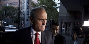 Outgoing NAB Chairman Ken Henry arrives at the ABC in Sydney for an interview on 7.30.