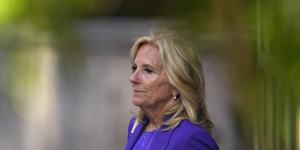 First lady Jill Biden departs from the court in Wilmington,Delaware,on Wednesday.