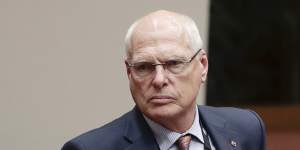 Senator Jim Molan in Parliament on Monday after he was knocked down to an unwinnable position on the Liberal Senate ticket for the next election.
