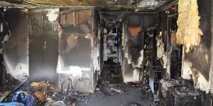 A burnt-out house after a fire involving a lithium-ion battery.