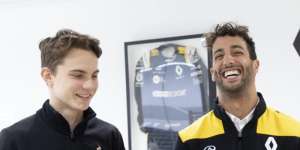 Oscar Piastri and fellow Australian Daniel Ricciardo at a Renault event in 2020.