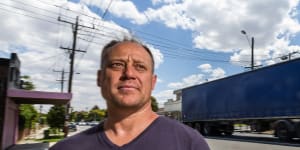 Glen Yates lives in Yarraville near Somerville Road,one of Melbourne’s busy residential freight routes.