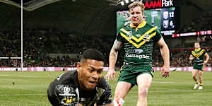 Jamayne Isaako attempts to score.