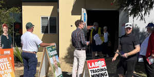 Independent candidate Stuart Bonds at a Singleton early voting centre. 