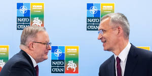 Australian prime minster Anthony Albanese meets with NATO sectretary-general Jens Stoltenberg. 