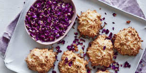 Rose,lime and coconut macaroons.