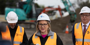 Jacinta Allan,pictured in August at early works for the Suburban Rail Loop project.