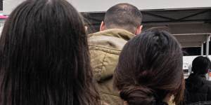 Commuters at Bankstown Station on Monday morning,