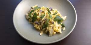 Fresh pasta with artichokes,brown butter and sage.