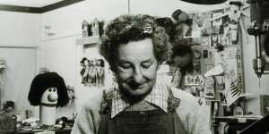 Axel Axelrad in his puppet workshop.