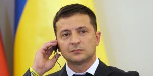 Trump's phone call with Ukraine President Volodymyr Zelensky,pictured,is one piece of a whistleblower's complaint.