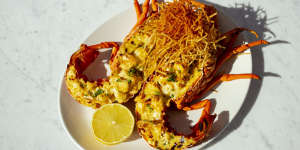 Lobster thermidor with pommes allumettes.