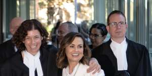 Lisa Wilkinson leaves the Federal Court in Sydney with her barrister Sue Chrysanthou,SC.