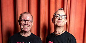 78ers Rebbell Barnes and Karl Zlotkowski,who marched in the first Mardi Gras.