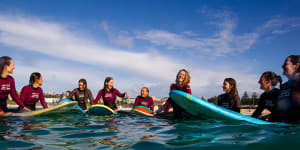 ‘Appointment with the ocean’:surfie sisterhood blows male counterparts out of the water