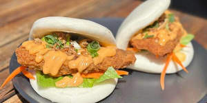 Soft shell crab bao.