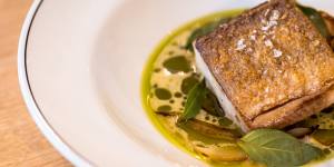 Kingfish with a sauce made from ingredients such as river mint,lemon verbena and anise myrtle.