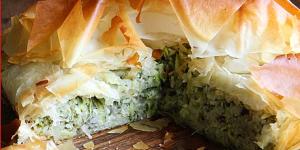 Hugh Fearnley-Whittingstall's zucchini and rice filo pie.
