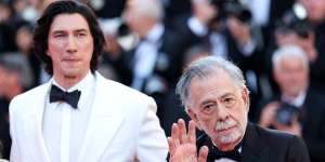 Adam Driver and Francis Ford Coppola on Megalopolis red carpet in Cannes.