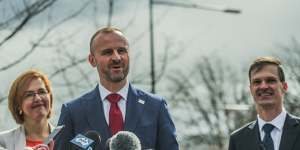 Chief Minister Andrew Barr on Tuesday,after announcing the fuirst balanced budget result in five years.