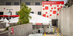 Makeshift structures are being used to cater for overcrowding at Box Hill Hospital.