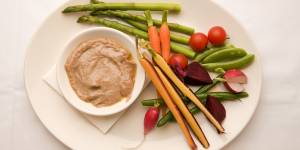 Bagna cauda with a rainbow of fresh vegetables.