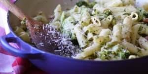 Penne with broccoli,garlic,chilli and pancetta.