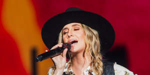 Lainey Wilson performing at Margaret Court Arena on March 20.