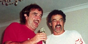 Ivan Milat and his brother Richard singing at a family gathering.