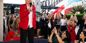 Richard Branson pictured at the Sydney launch event ahead of Resilient Lady’s inaugural sailing.