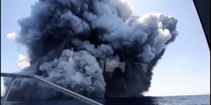 Tourist Allessandro Kauffmann took this footage from a boat as the volcano erupted.