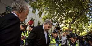 Cardinal Pell leaves the County Court in Melbourne after he was found guilty in December 2018 of sexually assaulting two boys.
