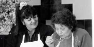 Lake House owner-chef Alla Wolf-Tasker in the kitchen with her mother Katherine in 1993. 