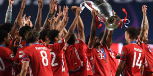 Bayern Munich celebrate winning last season’s UEFA Champions League final.