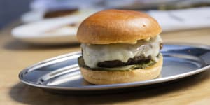 The burger with molten raclette at Pony,Armadale.