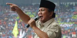 Indonesian presidential candidate Prabowo Subianto addresses a rally in Jakarta earlier this year.