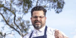 Paddock to plate:Chef Alejandro Saravia outside his new restaurant Victoria by Farmer's Daughters.