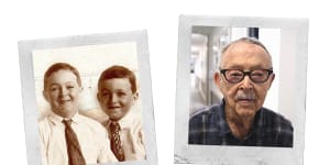 Kenneth Weeks as a child,far left,with brother Gordon;and today,at 109.