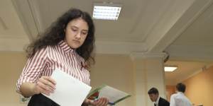 A woman votes in the Belarus referendum in Gomel on Sunday.