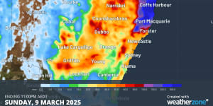 Forecast accumulated rain over the seven days ending on Sunday,March 9.